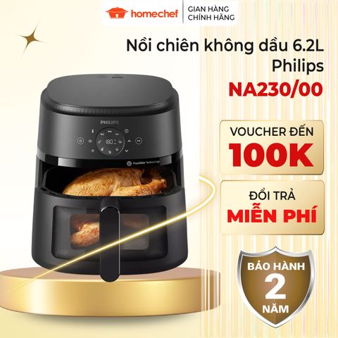 Nồi Chiên Không Dầu Điện Tử Philips NA230/00 6.2L - Công Nghệ RapidAir Tiết Kiệm Điện | 13 Chức Năng Nấu Thông Minh