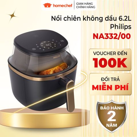 Nồi Chiên Không Dầu Philips NA332/00 6.2L - Công Nghệ RapidAir Plus, Chiên Giòn Ngon & Bảo Hành 2 Năm, Đồ Gia Dụng Nhà Bếp Thông Minh