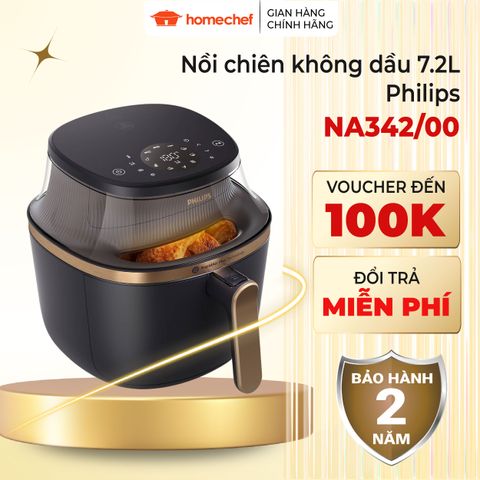 Nồi Chiên Không Dầu Philips NA342/00 7.2 Lít - Công Nghệ Rapid Air Plus, Bảng Điều Khiển Cảm Ứng, Công Suất 2000W