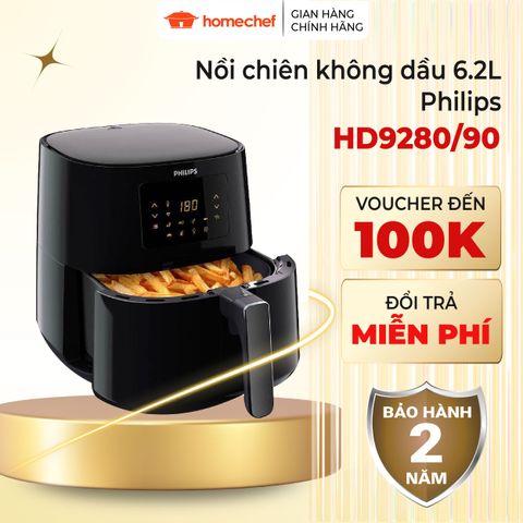 Nồi Chiên Không Dầu Philips HD9280/90 6.2L - Công Nghệ Rapid Air, Đa Chức Năng Nấu Ăn, Giữ Dinh Dưỡng, Hàng Chính Hãng