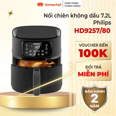 Nồi Chiên Không Dầu Philips HD9285 XXL 7.2L 2000W - Công Nghệ Rapid Air Tiết Kiệm Dầu - Dễ Sử Dụng và Vệ Sinh