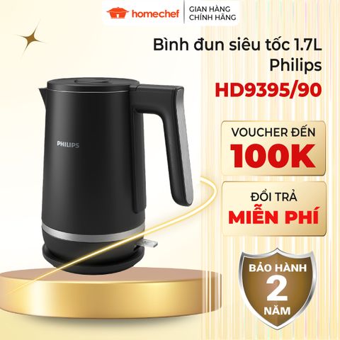 Bình đun nước siêu tốc Philips HD9395 1.7L - Công suất 2200W, An toàn, Thiết kế đẹp, Bảo hành 2 năm