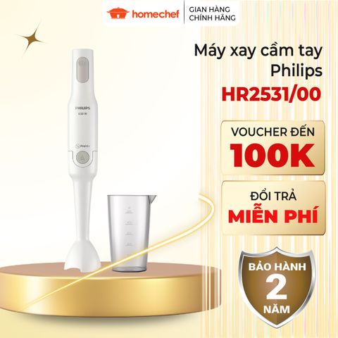 Máy Xay Cầm Tay Philips HR2531 650W - Đa Năng Xay Nhuyễn, Dễ Vệ Sinh, Bảo Hành 2 Năm, Phù Hợp Mọi Căn Bếp
