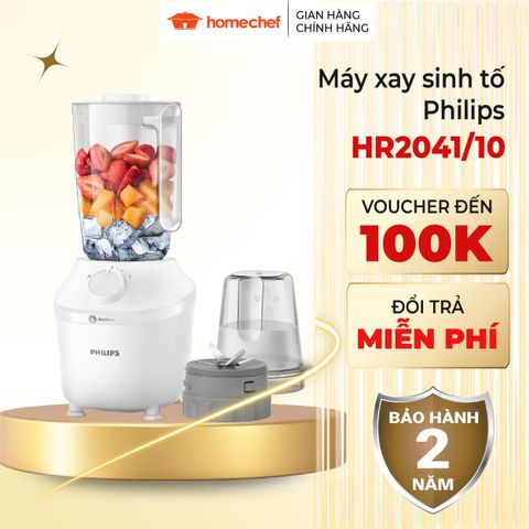 Máy Xay Sinh Tố Philips HR2041/10 Đa Năng - Công Nghệ ProBlend, Xay Nhuyễn Nhanh Chóng Trong 45 Giây, Bảo Hành 2 Năm