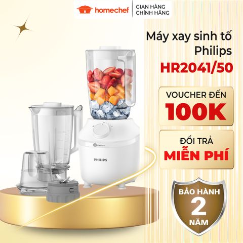 Máy Xay Sinh Tố Đa Năng PHILIPS HR2041/30 1L 450W - 3 Cối Xay Chất Lượng, Bảo Hành 2 Năm, Phù Hợp Gia Đình