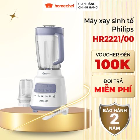 Máy Xay Sinh Tố Philips HR2221 - Công Suất 700W, Dung Tích 1.5L, ProBlend Crush, Bảo Hành 2 Năm, Hàng Chính Hãng