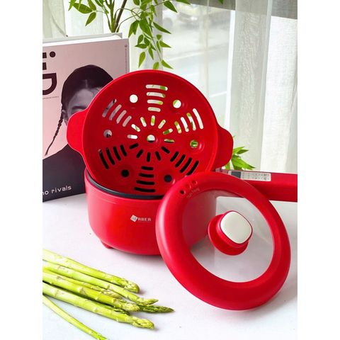 Nồi Lẩu Điện Đa Năng Arber DN08 Màu Đỏ - Công Suất 700W, Dung Tích 1.6L, Điều Khiển Cảm Ứng, Bảo Hành 12 Tháng