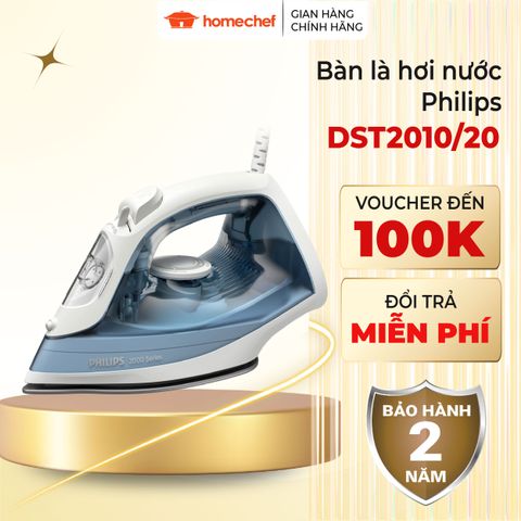 Bàn là hơi nước Philips DST2010/20 2000W - Công suất mạnh mẽ, 4 chế độ, mặt đế ceramic, tiết kiệm năng lượng