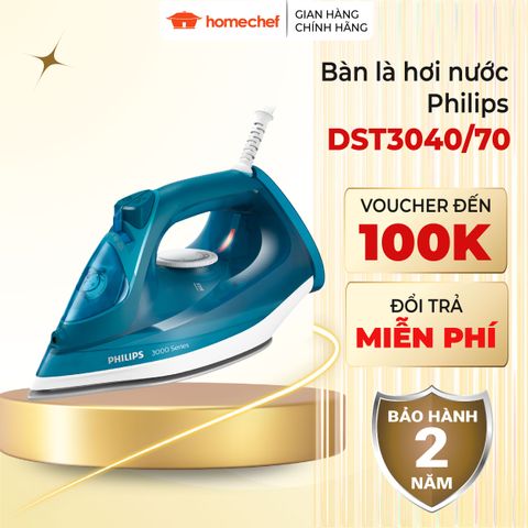 Bàn ủi hơi nước cầm tay Philips DST3040 - Công suất 2600W, phun hơi tự động, dung tích 300ml, bảo hành 2 năm, ủi nhanh và hiệu quả.