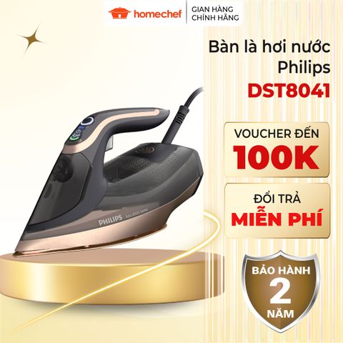 Bàn ủi hơi nước Philips DST8041 - Công suất 3000W, Hơi phun mạnh 260g, Công nghệ OptimalTEMP, Bảo hành 2 năm