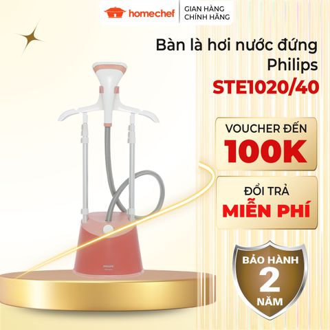 Bàn ủi hơi nước đứng Philips STE1020 - Công suất 1800W, dung tích 1.8L, chống nhỏ giọt, bảo hành 2 năm, hàng chính hãng