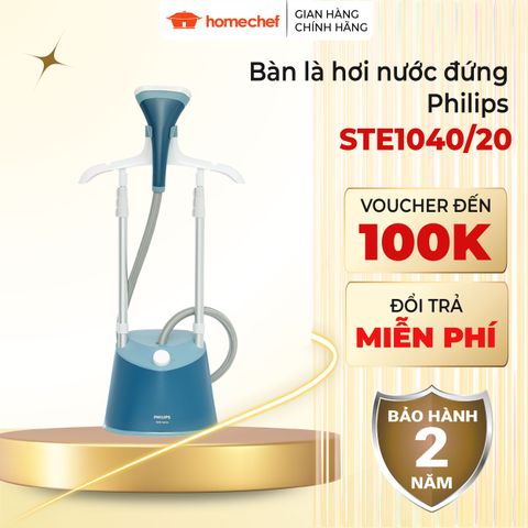 Bàn ủi hơi nước đứng Philips STE1040/20 1800W - Bàn là đa năng, chế độ phun hơi an toàn cho mọi loại vải, tiệt trùng 99,9% vi khuẩn