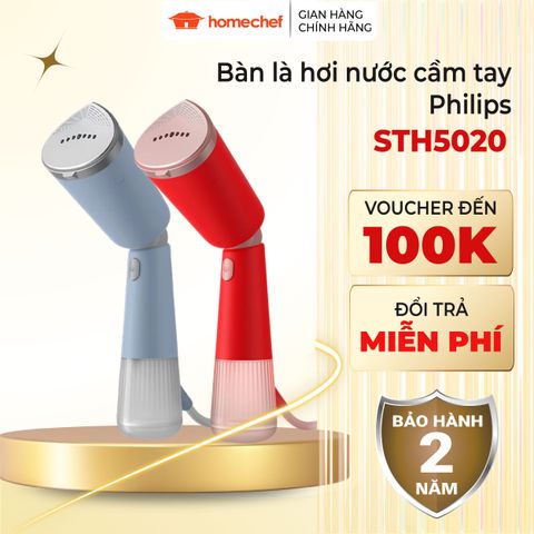 Bàn ủi hơi nước cầm tay Philips STH5020/20 - 1400W, thiết kế nhỏ gọn, chế độ Eco & Max, dễ mang theo khi du lịch.