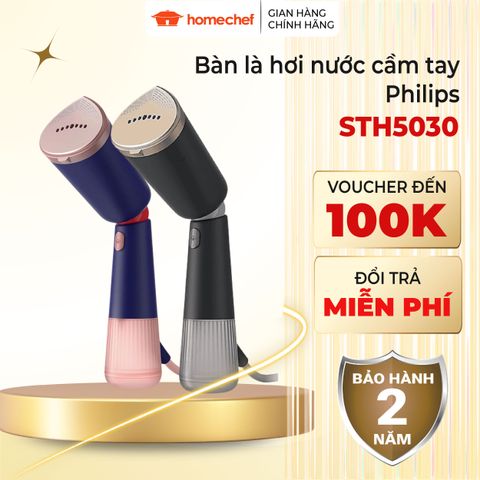 Bàn ủi hơi nước cầm tay Philips STH5030/20 - 1400W, thiết kế nhỏ gọn, ủi đứng/ngang, hoàn hảo cho du lịch, không tạo vết cháy.