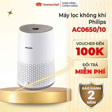 Máy Lọc Không Khí Philips AC0650 - Lọc Sạch 99,97% Cho Phòng 39m2, Kết Nối Ứng Dụng Air+, Tiết Kiệm Năng Lượng 12W, Bảo Hành 2 Năm