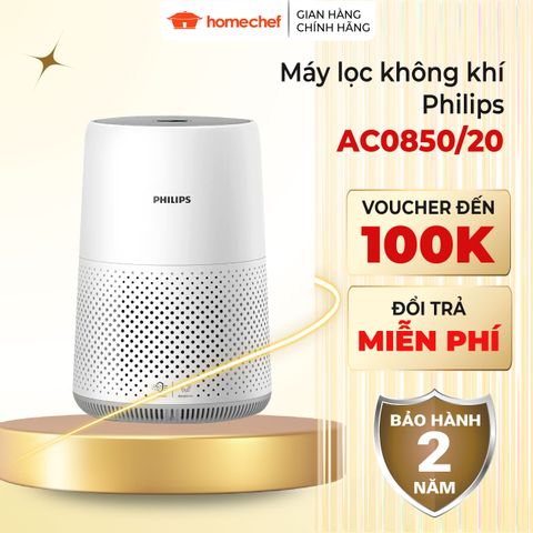 Máy Lọc Không Khí Philips AC0850/20 - Wifi, Diện Tích 49m2, 99,9% Vi-rút, Bảo Hành 2 Năm, Cảm Biến Thông Minh, Tiết Kiệm Năng Lượng