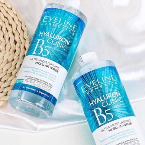 Nước Tẩy Trang Eveline Hyaluronic Clinic B5 500ML - Chiết Xuất Rau Má, Dưỡng Ẩm Và Làm Sạch Da Sâu, Phù Hợp Với Mọi Loại Da