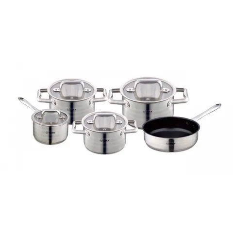 Bộ nồi inox ARBER AN-05Promax - Set 5 món nồi và chảo đa năng chất lượng cao, bảo hành 12 tháng, phù hợp với mọi bếp ăn