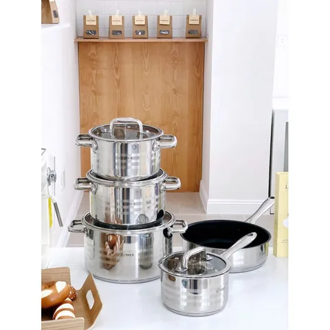Bộ nồi inox ARBER AN-05Promax - Set 5 món nồi và chảo đa năng chất lượng cao, bảo hành 12 tháng, phù hợp với mọi bếp ăn