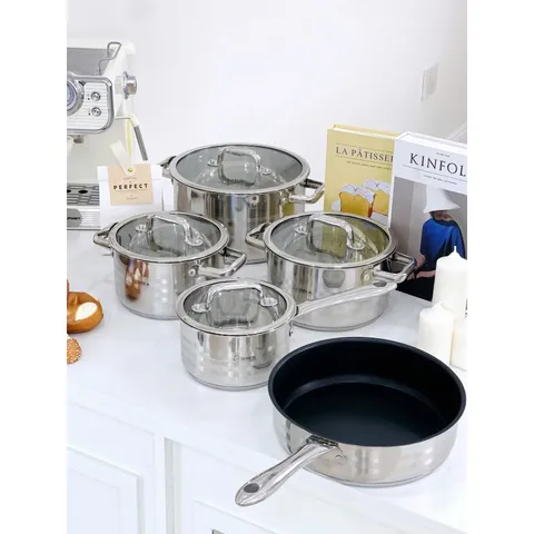 Bộ nồi inox ARBER AN-05Promax - Set 5 món nồi và chảo đa năng chất lượng cao, bảo hành 12 tháng, phù hợp với mọi bếp ăn