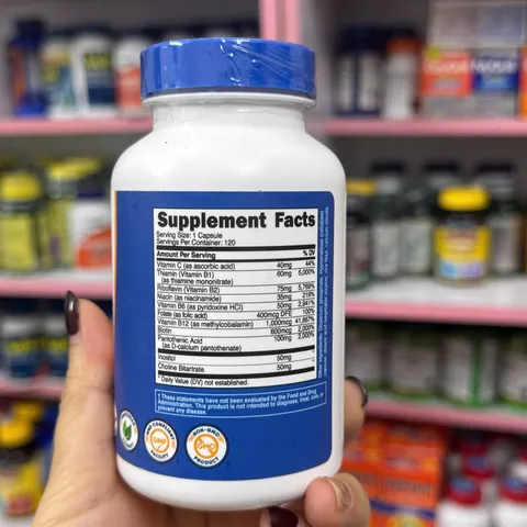 Nutricost Vitamin B Complex 462mg - Viên uống bổ sung Vitamin B hỗ trợ năng lượng và sức khỏe tinh thần (120 viên)