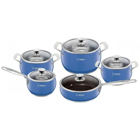 Bộ Nồi Inox Cao Cấp 5 Chiếc Arber AN06SMNB - Chất Liệu Thép Không Gỉ, Dùng Cho Bếp Từ, Chảo Chống Dính Xylan Plus