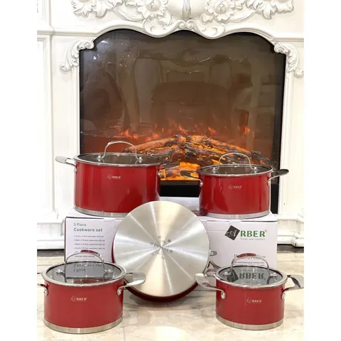 Bộ Nồi Inox Arber CHERRY 5 Chiếc Cao Cấp - Chống Dính, Chịu Nhiệt, Dễ Dàng Vệ Sinh, Phù Hợp Mọi Loại Bếp