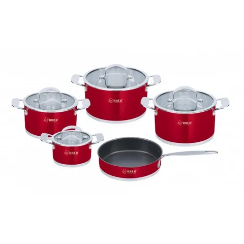 Bộ Nồi Inox Arber CHERRY 5 Chiếc Cao Cấp - Chống Dính, Chịu Nhiệt, Dễ Dàng Vệ Sinh, Phù Hợp Mọi Loại Bếp