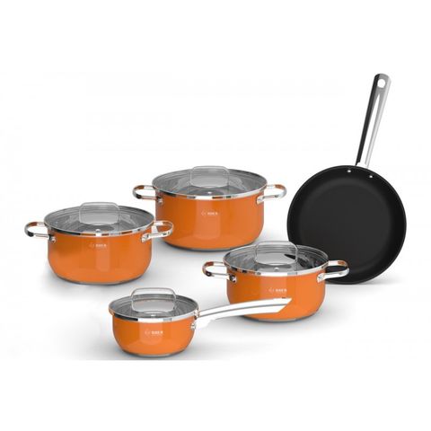 Bộ Nồi Inox Arber ORANGE 5 Chiếc Cao Cấp - Chống Dính, An Toàn Cho Bếp Điện Từ, Đáy Siêu Bền, Dễ Dàng Vệ Sinh