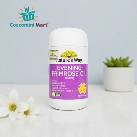 Viên Uống Hỗ Trợ Da & Nội Tiết Nature’s Way Evening Primrose Oil 1000mg - Tăng Cường Sức Khỏe Da & Cân Bằng Hormone Nữ (60 Viên)