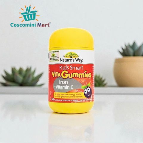 Kẹo Dẻo Bổ Sung Sắt & Vitamin C - Nature's Way Kids Smart Vita Gummies (60 Viên) - Vitamin Dành Cho Trẻ Em Từ 2-12 Tuổi