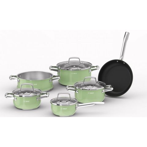 Bộ Nồi Inox Arber OPAL - Set 5 Chiếc Thép Không Gỉ Chắc Chắn, Bao Gồm Nồi, Xửng Hấp và Chảo, Bảo Hành 12 Tháng