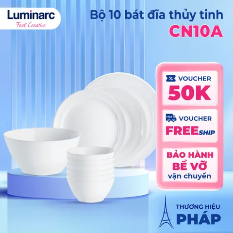 Bộ bát đĩa Cannes 10 chi tiết CN10A, dùng được trong lò vi sóng và máy rửa bát