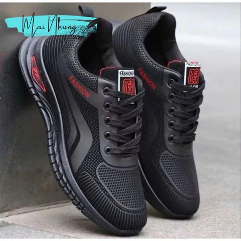 Giày Thể Thao Sneakers Nam A04 Đen Đỏ - Thoáng Khí, Chống Trượt, Phong Cách Thời Trang, Dành Cho Tập Luyện, Đi Chơi