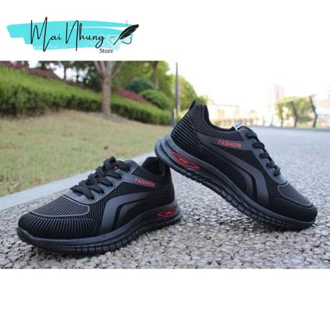 Giày Thể Thao Sneakers Nam A04 Đen Đỏ Thoáng Khí, Thời Trang Chống Trượt, Phù Hợp Đi Chơi, Chạy Bộ, Gym, Học Tập