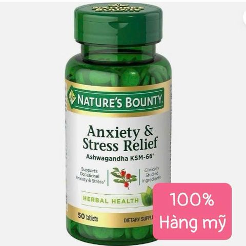 Viên uống giảm lo âu Nature’s Bounty Anxiety & Stress Relief 50 viên - Hỗ trợ tinh thần, cải thiện giấc ngủ và thư giãn