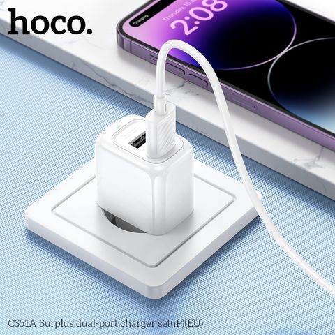 Bộ Sạc Nhanh HOCO CS51A Lightning cho iPhone - An Toàn, Tiện Lợi, Chất Liệu Bền Bỉ, Hỗ Trợ Tối Đa Thiết Bị