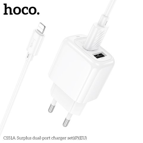 Bộ Sạc Nhanh HOCO CS51A Lightning cho iPhone - An Toàn, Tiện Lợi, Chất Liệu Bền Bỉ, Hỗ Trợ Tối Đa Thiết Bị
