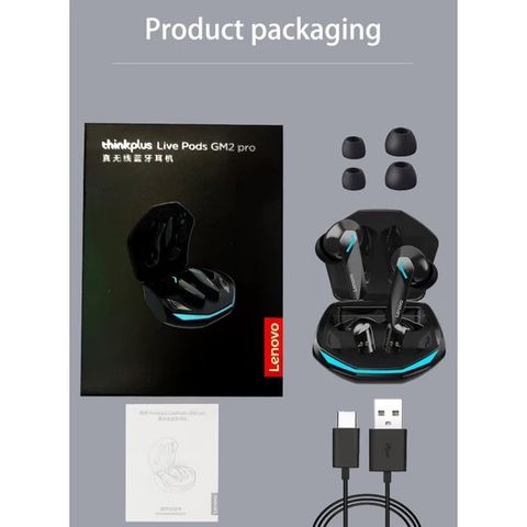 Tai Nghe Bluetooth Không Dây Lenovo GM2 PRO - Chơi Game, Độ Trễ Thấp, Âm Thanh Chất Lượng Cao, Thiết Kế Thoải Mái