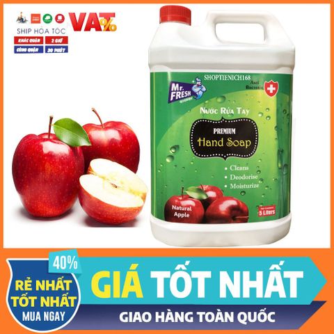 Nước Rửa Tay Khử Mùi Diệt Khuẩn Dưỡng Ẩm Mr Fresh Hàn Quốc 5L - Hương Dâu, Táo, Quế - Làm Sạch & Giữ Ẩm Cho Da Mềm Mại