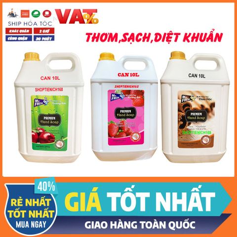 Nước Rửa Tay Kháng Khuẩn Mr.Fresh 10L - Khử Mùi, Làm Sạch Tay, Thích Hợp Cho Nhà Hàng, Khách Sạn, Trường Học, Bệnh Viện