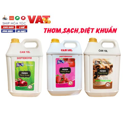 Nước Rửa Tay Kháng Khuẩn Mr.Fresh 10L - Khử Mùi, Làm Sạch Tay, Thích Hợp Cho Nhà Hàng, Khách Sạn, Trường Học, Bệnh Viện