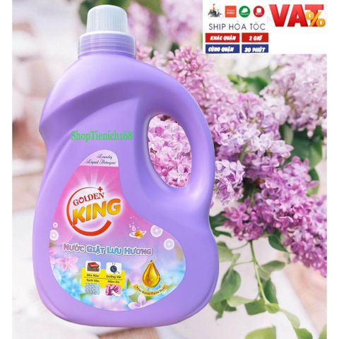 Nước Giặt Lưu Hương GOLDENKING 3.2L - Hương Quyến Rũ Nồng Nàn, Sạch Sẽ, Bền Lâu, Công Nghệ Giặt Sinh Học BioClean