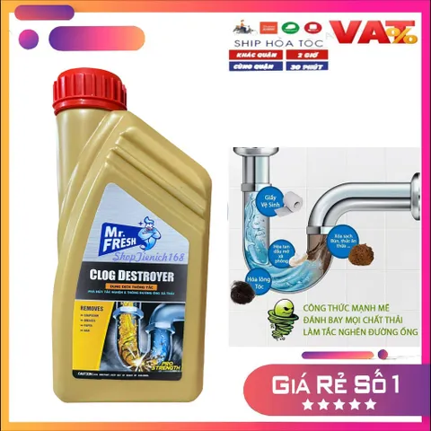 Dung dịch vệ sinh đường ống thoát nước Mr.fresh 800ml - Giải pháp thông tắc cống hiệu quả cho gia đình