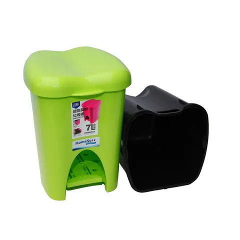 Thùng rác đạp chân 7L HomeStar - Thiết kế nhỏ gọn, nhựa PP bền, màu sắc xanh lá và xanh coban, tiện lợi cho gia đình