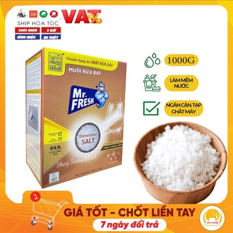 Muối Rửa Bát MR.FRESH 1000G - Bảo Vệ Máy Rửa Bát, Làm Mềm Nước, Chống Đóng Cặn - Dùng Cho Bosch, Siemens, Electrolux