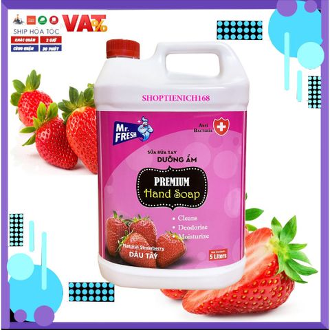 Nước Rửa Tay Premium Mr Fresh 5L - Kháng Khuẩn, Làm Sạch, Thơm Quế, Giữ Ẩm, Mềm Mại Cho Da Tay