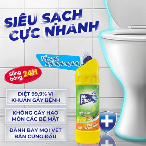 Chai Tẩy Vệ Sinh Toilet Đậm Đặc Mr.Fresh 900ml - Chanh Sả, Diệt Khuẩn, Khử Mùi Hiệu Quả Cho Nhà Tắm
