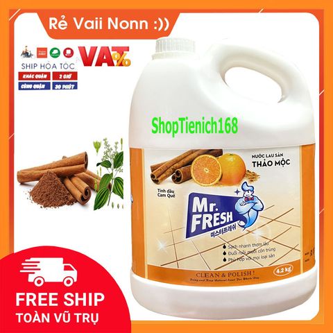 Nước Lau Sàn Diệt Khuẩn Mr.Fresh 4,2L Hương Cam Quế - Sạch Sẽ, Thơm Mát, Chống Vi Khuẩn Cho Nhà Cửa Sạch Đẹp