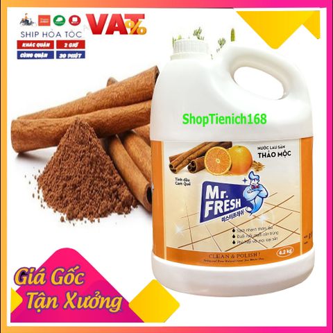 Nước Lau Sàn Diệt Khuẩn Mr.Fresh 4,2L Hương Cam Quế - Sạch Sẽ, Thơm Mát, Chống Vi Khuẩn Cho Nhà Cửa Sạch Đẹp